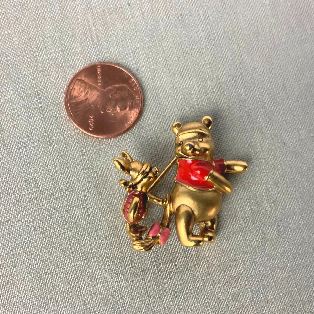 Vintage  Disney Winnie The Pooh  And Piglet Brooch Pin - Picture 6 of 15